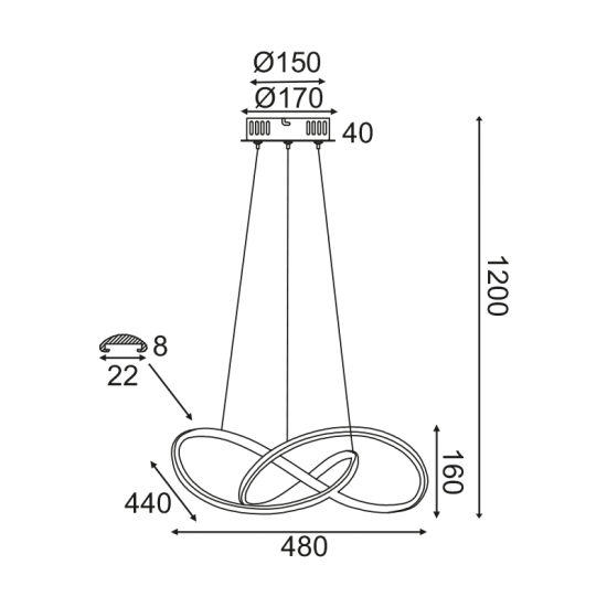 Φωτιστικό Κρεμαστό LED GORDIUS 48W 3000K 2880LM σε Λευκό σε Μαύρο και σε Ορείχαλκο Αλουμίνιο