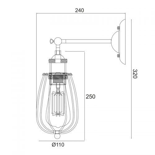 Φωτιστικό Απλίκα Μεταλλική Μαύρη 1ΧE27 Φ10CM