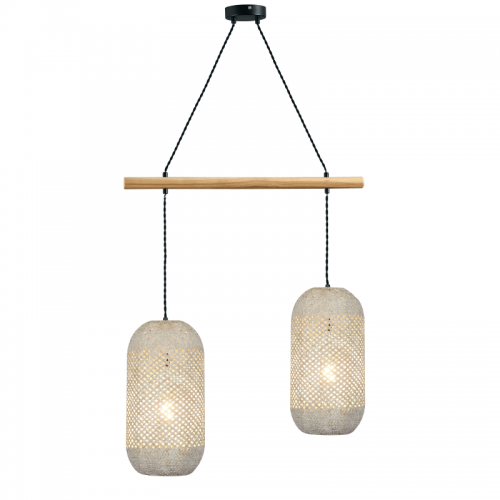 Φωτιστικό Κρεμαστό COCONUT 2ΧΕ27 Rattan + Ξύλο