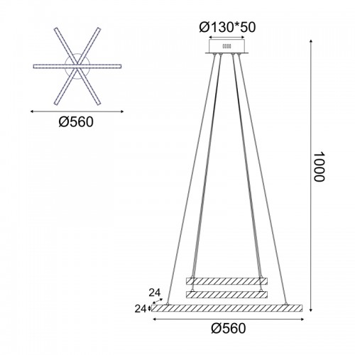 Φωτιστικό Κρεμαστό LED 27W 3000K 2850LM Ξύλο + Λευκό Μετ/κο