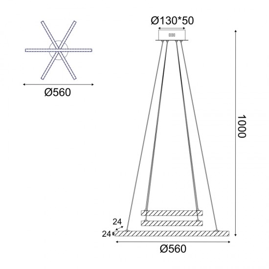 Φωτιστικό Κρεμαστό LED 27W 3000K 2850LM Ξύλο + Λευκό Μετ/κο