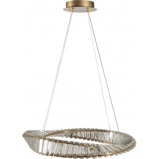 Φωτιστικό PDC 701-1 LED Χρυσός Κυματιστός Κύκλος 40εκ Με Κρύσταλλα