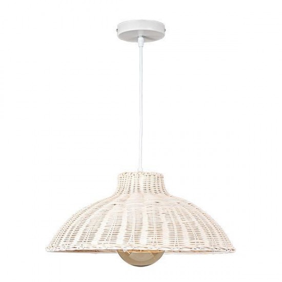 Φωτιστικό Κρεμαστό Μονόφωτο Rattan Λευκό