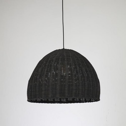 Φωτιστικό Κρεμαστό Μονόφωτο Rattan Μαύρο