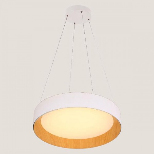 Φωτιστικό Κρεμαστό Στρογγυλό LED 50W Λευκό/Ξύλο Δρυς