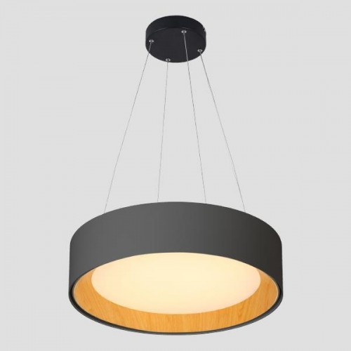 Φωτιστικό Κρεμαστό Στρογγυλό LED 50W Μα΄ύρο/Ξύλο Δρυς