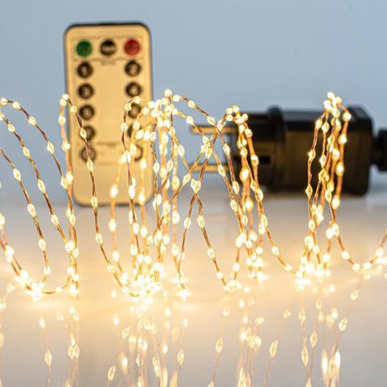 ΣΕΙΡΑ, 300 MINI LED, ΜΕΤΑΣΧΗΜΑΤΙΣΤΗ, ΣΤΑΘΕΡΟ, ΤΗΛΕΧΕΙΡΙΣΤΗΡΙΟ (ON/OFF, TIMER, DIMMER), ΜΠΡΟΝΖΕ ΧΑΛΚΙΝΟ ΚΑΛΩΔΙΟ, ΘΕΡΜΟ ΛΕΥΚΟ LED ANA 1.5cm, ΠΡΟΕΚΤΑΣΗ ΠΑΡΟΧΗΣ 3m, ΙΡ44