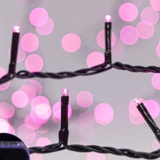 ΣΕΙΡΑ, 240 LED 3mm, 31V ΜΕΤΑΣΧΗΜΑΤΙΣΤΗ, 8 ΠΡΟΓΡΑΜΜΑΤΑ & ΜΝΗΜΗ, ΠΡΑΣΙΝΟ PVC ΚΑΛΩΔΙΟ, ΡΟΖ LED ΑΝΑ 5cm, ΠΡΟΕΚΤΑΣΗ ΠΑΡΟΧΗΣ 3m, IP44