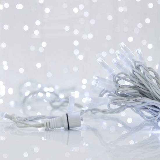 ΣΕΙΡΑ, 100 LED 5mm ΜΕ ΚΑΛΥΜΜΑ, 230V, 2 ΕΠΕΚΤΑΣΕΙΣ ΕΩΣ 9 ΣΕΤ, ΛΕΥΚΟ ΚΑΟΥΤΣΟΥΚ ΚΑΛΩΔΙΟ, ΛΕΥΚΟ LED ΑΝΑ 10cm, ΙΡ65 (ΧΩΡΙΣ ΠΡΟΕΚΤΑΣΗ ΠΑΡΟΧΗΣ)
