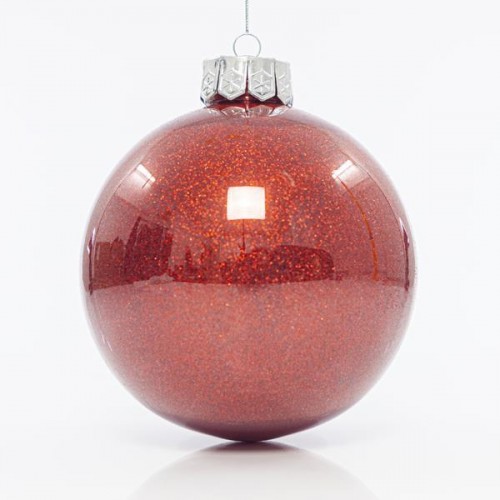 ΜΠΑΛΑ ΠΛΑΣΤΙΚΗ PET, ΚΟΚΚΙΝΗ ΓΥΑΛΙΣΤΕΡΗ ΜΕ GLITTER, ΣΕΤ 2ΤΜΧ, 15cm