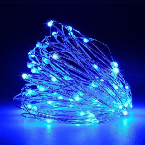 ΣΕΙΡΑ, 100 ΜΙΝΙ LED, ΜΕΤΑΣΧΗΜΑΤΙΣΤΗ, ΣΤΑΘΕΡΟ, ΑΣΗΜΙ ΧΑΛΚΙΝΟ ΚΑΛΩΔΙΟ, ΜΠΛΕ LED ANA 10cm, ΠΡΟΕΚΤΑΣΗ ΠΑΡΟΧΗΣ 5m, ΙΡ44