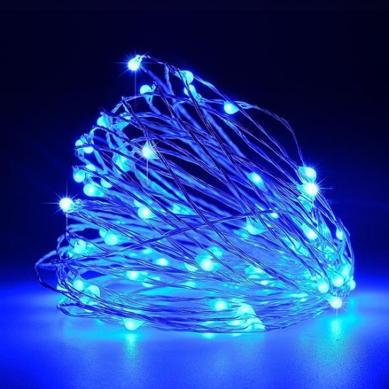 ΣΕΙΡΑ, 100 ΜΙΝΙ LED, ΜΕΤΑΣΧΗΜΑΤΙΣΤΗ, ΣΤΑΘΕΡΟ, ΑΣΗΜΙ ΧΑΛΚΙΝΟ ΚΑΛΩΔΙΟ, ΜΠΛΕ LED ANA 10cm, ΠΡΟΕΚΤΑΣΗ ΠΑΡΟΧΗΣ 5m, ΙΡ44