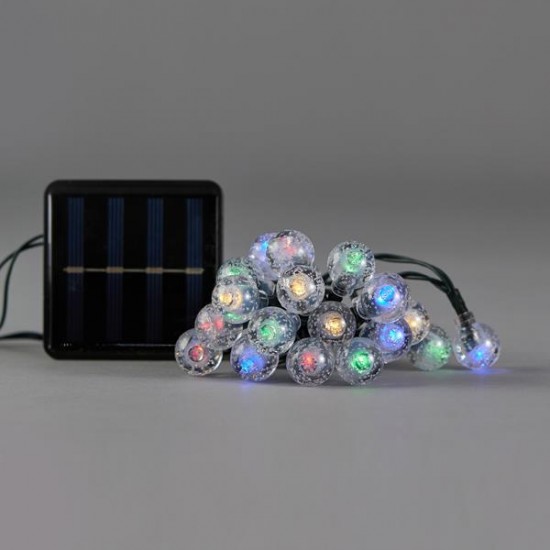 ΣΕΙΡΑ, 80 LED 5mm, ΑΚΡΥΛΙΚΕΣ ΜΠΑΛΕΣ 1.8cm, ΗΛΙΑΚΟ ΣΥΛΛΕΚΤΗ ΜΕ ΑΙΣΘΗΤΗΡΑ ΦΩΤΟΣ, 8 ΠΡΟΓΡΑΜΜΑΤΑ, ΠΡΑΣΙΝΟ PVC ΚΑΛΩΔΙΟ, ΧΡΩΜΑΤΙΣΤΟ LED ANA 10cm, ΠΡΟΕΚΤΑΣΗ ΠΑΡΟΧΗΣ 1m, IP44