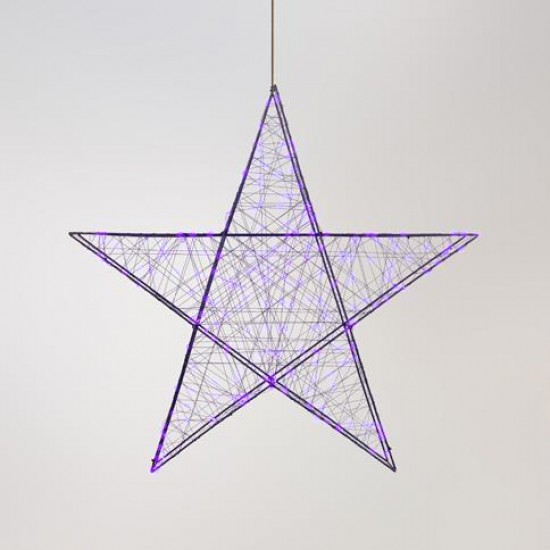 ΑΣΤΕΡΙ ΦΩΤΙΖΟΜΕΝΟ 78cm, 240 LED, 4,5V ΜΕΤΑΣΧΗΜΑΤΙΣΤΗ, TIMER, ΜΑΥΡΟΣ ΜΕΤΑΛΛΙΚΟΣ ΣΚΕΛΕΤΟΣ, ΜΑΥΡΟ ΧΑΛΚΙΝΟ ΚΑΛΩΔΙΟ, ΜΩΒ LED, ΠΡΟΕΚΤΑΣΗ ΠΑΡΟΧΗΣ 5m, IP44