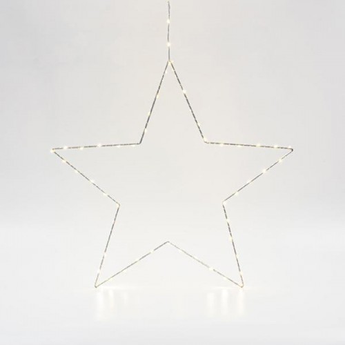 ΑΣΗΜΙ ΑΣΤΕΡΙ ΦΩΤΙΖΟΜΕΝ0 50cm, 50 MINI LED ΣΤΟ ΑΣΤΕΡΙ ΚΑΙ 15 MINI LED ΣΤΟ ΚΑΛΩΔΙΟ, ΣΤΑΘΕΡΟΣ ΜΕΤΑΣΧΗΜΑΤΙΣΤΗΣ, ΑΣΗΜΙ ΧΑΛΚΙΝΟ ΚΑΛΩΔΙΟ, ΘΕΡΜΟ ΛΕΥΚΟ LED, ΠΡΟΕΚΤΑΣΗ ΠΑΡΟΧΗΣ 3m, IP44