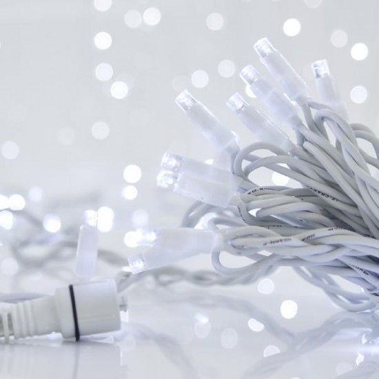 ΣΕΙΡΑ, 100 LED 5mm ΜΕ ΚΑΛΥΜΜΑ, 230V, 3 ΕΠΕΚΤΑΣΕΙΣ ΕΩΣ 9 ΣΕΤ, ΛΕΥΚΟ ΚΑΟΥΤΣΟΥΚ ΚΑΛΩΔΙΟ, ΛΕΥΚΟ LED ANA 10cm, ΠΡΟΕΚΤΑΣΗ ΠΑΡΟΧΗΣ 1.5m, ΙΡ65