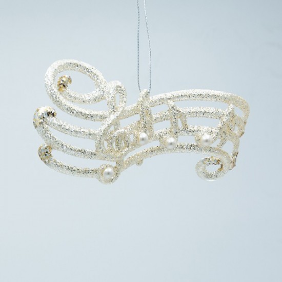 ΑΚΡΥΛΙΚΟ ΣΤΟΛΙΔΙ, ΝΟΤΕΣ ΣΕ ΠΕΝΤΑΓΡΑΜΜΟ, ΧΡΥΣΟ ΜΕ ΠΕΡΛΑ, 13.7x1.1x7cm