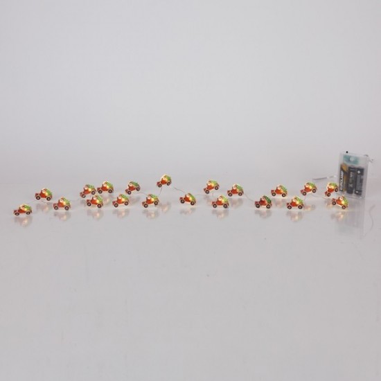 ΣΕΙΡΑ, 20 MINI LED, ΑΓΙΟΣ ΒΑΣΙΛΗΣ ΜΕ AMAΞΙ, ΜΠΑΤΑΡΙΑΣ 3xAA, ΧΡΟΝΟΔΙΑΚΟΠΤΗ, ΑΣΗΜΙ ΧΑΛΚΙΝΟ ΚΑΛΩΔΙΟ, ΘΕΡΜΟ ΛΕΥΚΟ LED ΑΝΑ 10cm, ΠΡΟΕΚΤΑΣΗ ΠΑΡΟΧΗΣ 30cm, IP20