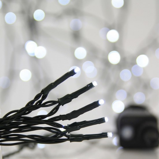 ΣΕΙΡΑ, 700 LED 3mm, 31V ΜΕΤΑΣΧΗΜΑΤΙΣΤΗ, 8 ΠΡΟΓΡΑΜΜΑΤΑ & ΜΝΗΜΗ, ΠΡΑΣΙΝΟ PVC ΚΑΛΩΔΙΟ, ΛΕΥΚΟ LED ΑΝΑ 5cm, ΠΡΟΕΚΤΑΣΗ ΠΑΡΟΧΗΣ 3m, ΙΡ44