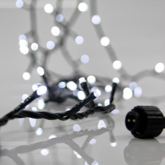 ΣΕΙΡΑ, 100 LED 3mm, 31V ΜΕΤΑΣΧΗΜΑΤΙΣΤΗ, 4 ΕΠΕΚΤΑΣΕΙΣ ΕΩΣ 3 ΣΕΤ, ΠΡΑΣΙΝΟ PVC ΚΑΛΩΔΙΟ, ΛΕΥΚΟ LED ANA 5cm, ΠΡΟΕΚΤΑΣΗ ΠΑΡΟΧΗΣ 3m, ΙΡ44