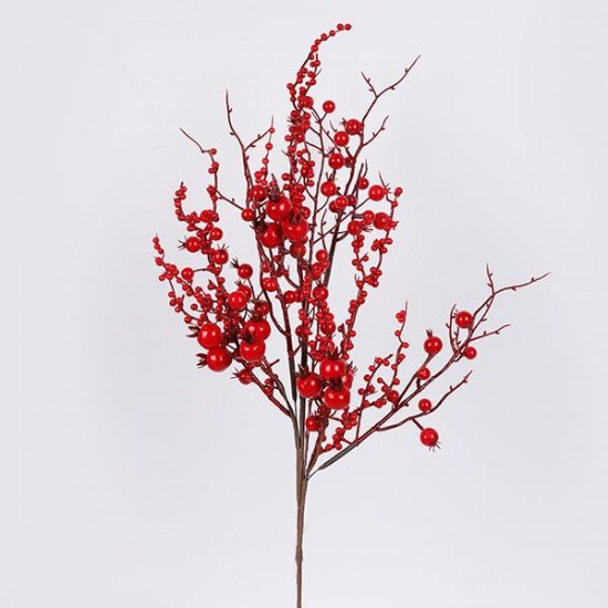ΚΛΑΔΙ ΜΕ ΜΕΓΑΛΑ ΚΑΙ ΜΙΚΡΑ ΚΟΚΚΙΝΑ BERRIES, 73cm