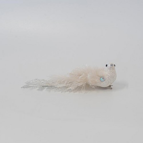 ΠΟΥΛΙ ΛΕΥΚΟ, ΜΕ ΠΟΥΠΟΥΛΑ ΚΑΙ GLITTER, 23x5x6,5cm