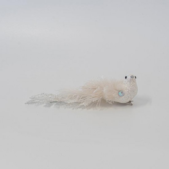 ΠΟΥΛΙ ΛΕΥΚΟ, ΜΕ ΠΟΥΠΟΥΛΑ ΚΑΙ GLITTER, 23x5x6,5cm