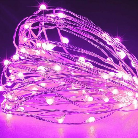 ΣΕΙΡΑ, 100 ΜΙΝΙ LED, ΜΕΤΑΣΧΗΜΑΤΙΣΤΗ, ΣΤΑΘΕΡΟ, ΑΣΗΜΙ ΧΑΛΚΙΝΟ ΚΑΛΩΔΙΟ, ΡΟΖ LED ANA 10cm, ΠΡΟΕΚΤΑΣΗ ΠΑΡΟΧΗΣ 5m, ΙΡ44