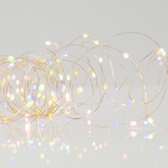 ΣΕΙΡΑ, 50 MINI ELECTRODELESS LED, ΜΠΑΤΑΡΙΑΣ 3xAA, 11 ΠΡΟΓΡΑΜΜΑΤΑ, ΑΣΗΜΙ ΧΑΛΚΙΝΟ ΚΑΛΩΔΙΟ, ΧΡΩΜΑΤΙΣΤΟ OPAL & ΘΕΡΜΟ ΛΕΥΚΟ LED ΑΝΑ 10cm, ΠΡΟΕΚΤΑΣΗ ΠΑΡΟΧΗΣ 10cm, IP44