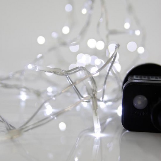 ΣΕΙΡΑ, 100 LED 3mm, 31V ΜΕΤΑΣΧΗΜΑΤΙΣΤΗ, 8 ΠΡΟΓΡΑΜΜΑΤΑ & ΜΝΗΜΗ, ΔΙΑΦΑΝΟ PVC ΚΑΛΩΔΙΟ, ΛΕΥΚΟ LED ΑΝΑ 5cm, ΠΡΟΕΚΤΑΣΗ ΠΑΡΟΧΗΣ 3m, ΙΡ44