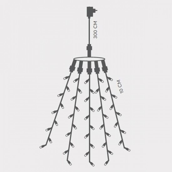 ΧΤΑΠΟΔΙ, 175 LED 3mm, 31V ΜΕΤΑΣΧΗΜΑΤΙΣΤΗ, ΠΡΑΣΙΝΟ PVC ΚΑΛΩΔΙΟ, ΘΕΡΜΟ ΛΕΥΚΟ LED ANA 10cm (5 ΣΕΙΡΕΣ x 35 LED), ΠΡΟΕΚΤΑΣΗ ΠΑΡΟΧΗΣ 3m, ΙΡ44