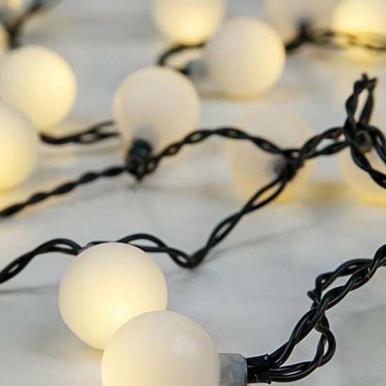ΣΕΙΡΑ, 80 LED 5mm, ΛΕΥΚΕΣ ΜΠΑΛΙΤΣΕΣ Φ2cm, 31V ΜΕΤΑΣΧΗΜΑΤΙΣΤΗ, ΠΡΑΣΙΝΟ PVC ΚΑΛΩΔΙΟ, ΘΕΡΜΟ ΛΕΥΚΟ LED ΑΝΑ 8cm, ΠΡΟΕΚΤΑΣΗ ΠΑΡΟΧΗΣ 3m, IP44
