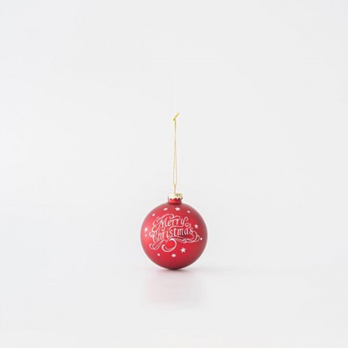ΓΥΑΛΙΝΗ ΜΠΑΛΑ, ΚΟΚΚΙΝΗ, MERRY CHRISTMAS, ΣΕΤ 4ΤΜΧ, 8cm