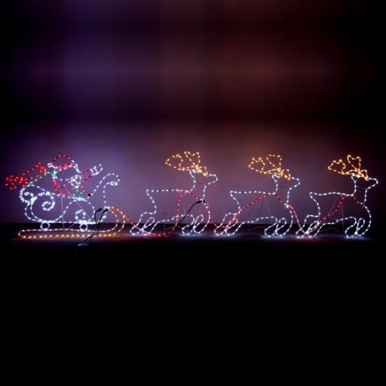 ΑΓΙΟΣ ΒΑΣΙΛΗΣ ΜΕ ΕΛΚΗΘΡΟ ΚΑΙ 3 ΤΑΡΑΝΔΟΥΣ, 30m LED ΦΩΤΟΣΩΛΗΝΑΣ, ΜΟΝΟΚΑΝΑΛΟΣ, ΜΕ ΠΡΟΓΡΑΜΜΑ, 400x75cm, IP44