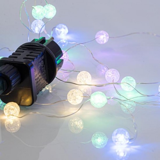 ΚΟΥΡΤΙΝΑ, 140 MINI LED, ΚΡΑΚΕΛΕ ΜΠΑΛΕΣ 1.3cm, 31V ΜΕΤΑΣΧΗΜΑΤΙΣΤΗ, 4 ΕΠΕΚΤΑΣΕΙΣ ΕΩΣ 3 ΣΕΤ, ΑΣΗΜΙ ΧΑΛΚΙΝΟ ΚΑΛΩΔΙΟ, ΧΡΩΜΑΤΙΣΤΟ LED (H150 x W100cm, 20 ΣΕΙΡΕΣ x 12 LED), ΠΡΟΕΚΤΑΣΗ ΠΑΡΟΧΗΣ 3m, IP44