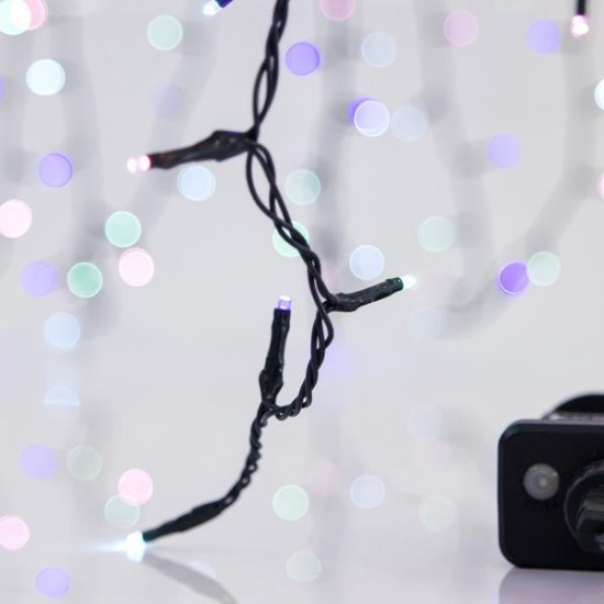 ΣΕΙΡΑ, 100 LED 3mm, 31V ΜΕΤΑΣΧΗΜΑΤΙΣΤΗ, 8 ΠΡΟΓΡΑΜΜΑΤΑ & ΜΝΗΜΗ, ΠΡΑΣΙΝΟ PVC ΚΑΛΩΔΙΟ, OPAL ΧΡΩΜΑΤΙΣΤΟ LED ΑΝΑ 5cm, ΠΡΟΕΚΤΑΣΗ ΠΑΡΟΧΗΣ 3m, ΙΡ44