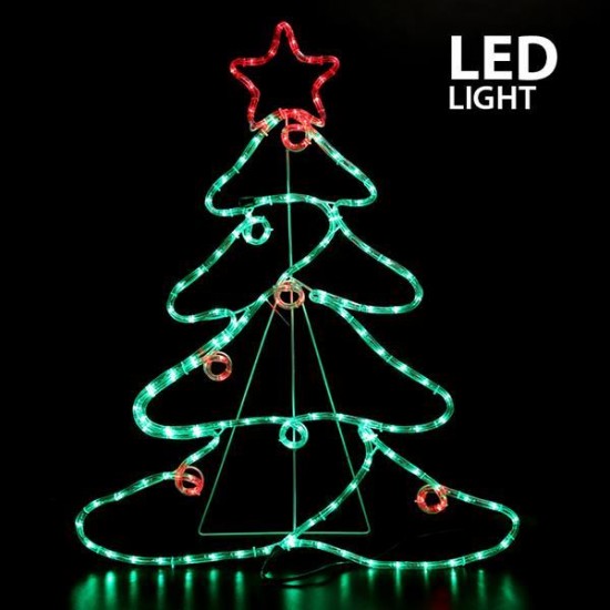 ΔΕΝΤΡΟ ΜΕ ΜΠΑΛΕΣ ΚΑΙ ΑΣΤΕΡΙ, 6m LED ΦΩΤΟΣΩΛΗΝΑΣ, ΜΟΝΟΚΑΝΑΛΟΣ, ΠΡΟΓΡΑΜΜΑ, ΠΟΡΤΟΚΑΛΙ - ΠΡΑΣΙΝΟ - ΚΟΚΚΙΝΟ, 88x68cm, IP44
