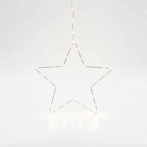 ΑΣΗΜΙ ΑΣΤΕΡΙ ΦΩΤΙΖΟΜΕΝ0 30cm, 30 MINI LED ΣΤΟ ΑΣΤΕΡΙ ΚΑΙ 15 MINI LED ΣΤΟ ΚΑΛΩΔΙΟ, ΣΤΑΘΕΡΟΣ ΜΕΤΑΣΧΗΜΑΤΙΣΤΗΣ, ΑΣΗΜΙ ΧΑΛΚΙΝΟ ΚΑΛΩΔΙΟ, ΘΕΡΜΟ ΛΕΥΚΟ LED, ΠΡΟΕΚΤΑΣΗ ΠΑΡΟΧΗΣ 3m, IP44