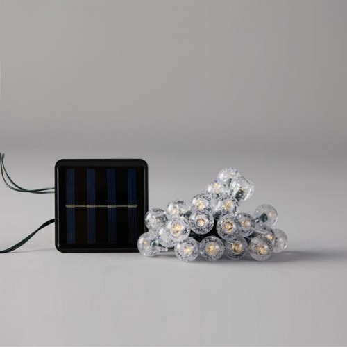 ΣΕΙΡΑ, 80 LED 5mm, ΑΚΡΥΛΙΚΕΣ ΜΠΑΛΕΣ 1.8cm, ΗΛΙΑΚΟ ΣΥΛΛΕΚΤΗ ΜΕ ΑΙΣΘΗΤΗΡΑ ΦΩΤΟΣ, 8 ΠΡΟΓΡΑΜΜΑTA, ΠΡΑΣΙΝΟ PVC ΚΑΛΩΔΙΟ, ΘΕΡΜΟ ΛΕΥΚΟ LED ΑΝΑ 10cm, ΠΡΟΕΚΤΑΣΗ ΠΑΡΟΧΗΣ 1m, ΙΡ44