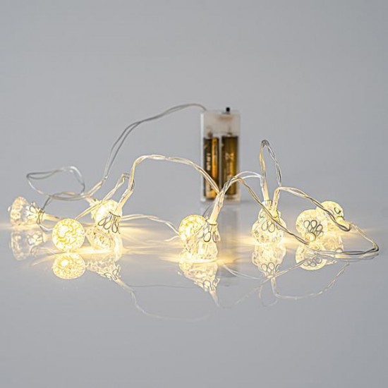 ΣΕΙΡΑ, 10 LED 5mm, ΑΚΡΥΛΙΚΑ ΔΙΑΜΑΝΤΑΚΙΑ, ΜΠΑΤΑΡΙΑΣ 2xAA, ΔΙΑΦΑΝΟ PVC ΚΑΛΩΔΙΟ, ΘΕΡΜΟ ΛΕΥΚΟ LED ANA 10cm, ΠΡΟΕΚΤΑΣΗ ΠΑΡΟΧΗΣ 50cm, IP20