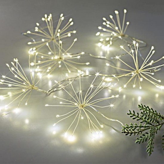 ΜΠΟΥΚΕΤΑΚΙΑ, 120 MINI LED, 4.5V ΜΕΤΑΣΧΗΜΑΤΙΣΤΗ, ΑΣΗΜΙ ΧΑΛΚΙΝΟ ΚΑΛΩΔΙΟ, ΘΕΡΜΟ ΛΕΥΚΟ LED ΑΝΑ 30cm (6 ΜΠΟΥΚΕΤΑ x 20 LED), ΠΡΟΕΚΤΑΣΗ ΠΑΡΟΧΗΣ 3m, IP44