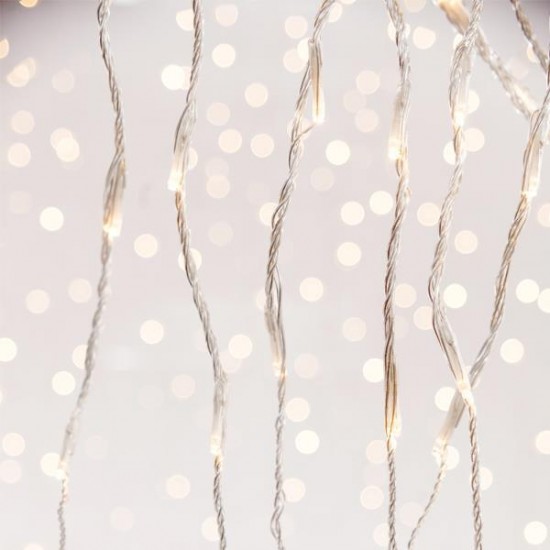 ΚΟΥΡΤΙΝΑ, 240 LED 3mm, 31V ΜΕΤΑΣΧΗΜΑΤΙΣΤΗ, ΠΡΟΓΡΑΜΜΑ SNOWFALL & ΜΝΗΜΗ, ΔΙΑΦΑΝΟ PVC ΚΑΛΩΔΙΟ, ΛΕΥΚΟ LED (H100 x W200cm, 20 ΣΕΙΡΕΣ x 12 LED), ΠΡΟΕΚΤΑΣΗ ΠΑΡΟΧΗΣ 3m, ΙΡ44