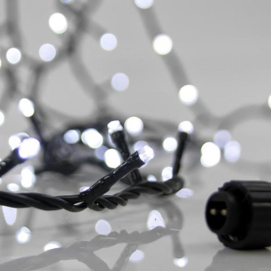 ΣΕΙΡΑ, 100 LED 3mm, 31V ΜΕΤΑΣΧΗΜΑΤΙΣΤΗ, 4 ΕΠΕΚΤΑΣΕΙΣ ΕΩΣ 3 ΣΕΤ, ΠΡΑΣΙΝΟ PVC ΚΑΛΩΔΙΟ, ΛΕΥΚΟ LED ΑNA 5cm, ΠΡΟΕΚΤΑΣΗ ΠΑΡΟΧΗΣ 3m, ΙΡ44