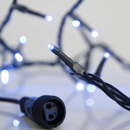 ΣΕΙΡΑ, 100 LED 3mm, 31V ΜΕΤΑΣΧΗΜΑΤΙΣΤΗ, 4 ΕΠΕΚΤΑΣΕΙΣ ΕΩΣ 3 ΣΕΤ, ΠΡΑΣΙΝΟ PVC ΚΑΛΩΔΙΟ, ΜΠΛΕ LED ΑΝΑ 5cm, ΠΡΟΕΚΤΑΣΗ ΠΑΡΟΧΗΣ 3m, ΙΡ44