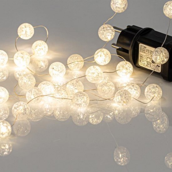 ΣΕΙΡΑ, 100 MINI LED, ΑΚΡΥΛΙΚΕΣ ΜΠΑΛΙΤΣΕΣ Φ2cm, 4.5V ΜΕΤΑΣΧΗΜΑΤΙΣΤΗ, ΣΤΑΘΕΡΟ, ΑΣΗΜΙ ΧΑΛΚΙΝΟ ΚΑΛΩΔΙΟ, DAYLIGHT LED ΑΝΑ 5cm, ΠΡΟΕΚΤΑΣΗ ΠΑΡΟΧΗΣ 3m, IP44