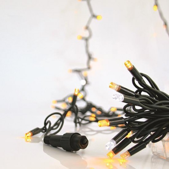 ΣΕΙΡΑ, 100 LED 5mm ΜΕ ΚΑΛΥΜΜΑ, 230V, 3 ΕΠΕΚΤΑΣΕΙΣ ΕΩΣ 9 ΣΕΤ, ΠΡΑΣΙΝΟ ΚΑΟΥΤΣΟΥΚ ΚΑΛΩΔΙΟ, 90 ΘΕΡΜΑ ΛΕΥΚΑ LED + 10 ΛΕΥΚΑ FLASH LED ANA 10cm, ΠΡΟΕΚΤΑΣΗ ΠΑΡΟΧΗΣ 1.5m, ΙΡ65