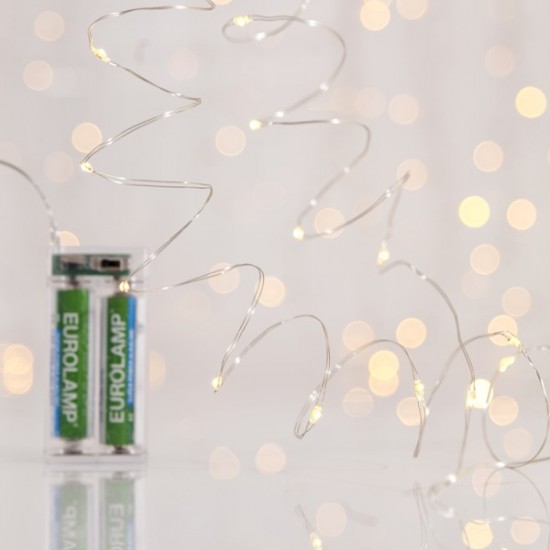 ΣΕΙΡΑ, 50 MINI LED, ΜΠΑΤΑΡΙΑΣ 3xAA, ΧΡΟΝΟΔΙΑΚΟΠΤΗ, ΑΣΗΜΙ ΧΑΛΚΙΝΟ ΚΑΛΩΔΙΟ, ΘΕΡΜΟ ΛΕΥΚΟ LED ANA 10cm, ΠΡΟΕΚΤΑΣΗ ΠΑΡΟΧΗΣ 10cm, IP20