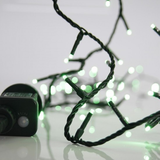 ΣΕΙΡΑ, 100 LED 3mm, 31V ΜΕΤΑΣΧΗΜΑΤΙΣΤΗ, 8 ΠΡΟΓΡΑΜΜΑΤΑ & ΜΝΗΜΗ, ΠΡΑΣΙΝΟ PVC ΚΑΛΩΔΙΟ, ΠΡΑΣΙΝΟ LED ΑΝΑ 5cm, ΠΡΟΕΚΤΑΣΗ ΠΑΡΟΧΗΣ 3m, ΙΡ44