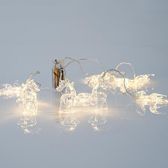ΣΕΙΡΑ, 10 LED 5mm, ΑΚΡΥΛΙΚΑ ΤΑΡΑΝΔΑΚΙΑ, ΜΠΑΤΑΡΙΑΣ 2xAA, ΔΙΑΦΑΝΟ PVC ΚΑΛΩΔΙΟ, ΘΕΡΜΟ ΛΕΥΚΟ LED ANA 15cm, ΠΡΟΕΚΤΑΣΗ ΠΑΡΟΧΗΣ 50cm, IP20