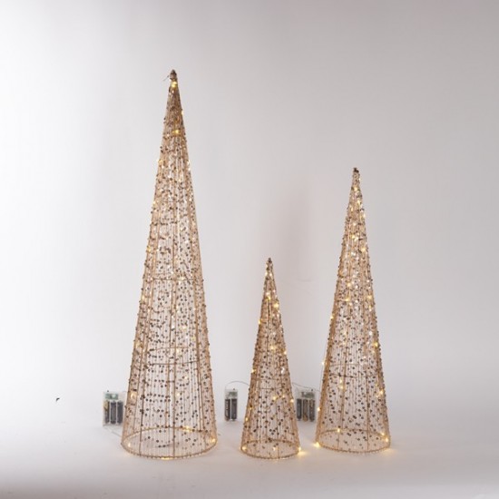 ΦΩΤΙΖΟΜΕΝΟΙ ΚΩΝΟΙ 40/60/80cm , 3 ΣΧΕΔΙΑ, 20/30/40 MINI LED, ΜΠΑΤΑΡΙΑΣ 2xAA/3xAA, ΧΡΟΝΟΔΙΑΚΟΠΤΗ, ΑΣΗΜΙ ΧΑΛΚΙΝΟ ΚΑΛΩΔΙΟ, ΧΡΥΣΟΣ ΜΕΤΑΛΛΙΚΟΣ ΣΚΕΛΕΤΟΣ, ΘΕΡΜΟ ΛΕΥΚΟ LED, ΠΡΟΕΚΤΑΣΗ ΠΑΡΟΧΗΣ 30cm, IP44